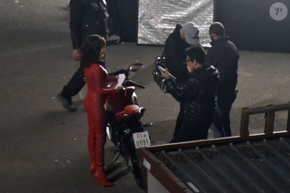 Penélope Cruz sur le tournage du film Zoolander 2 avec Ben Stiller et Owen Wilson à Rome, le 26 avril 2015.