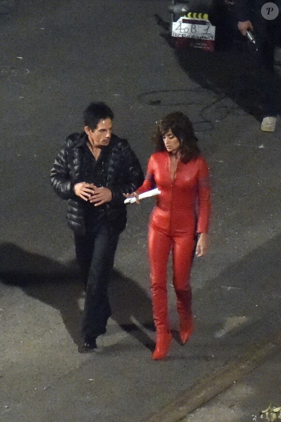Penélope Cruz sur le tournage du film Zoolander 2 avec Ben Stiller et Owen Wilson à Rome, le 26 avril 2015.  Penélope Cruz, Ben Stiller, Owen Wilson filming Zoolander 2 in Rome, on April 26th 2015.26/04/2015 - Rome