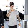 Justin Bieber arrive à LAX, Los Angeles, le 26 avril 2015