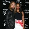 Zoe Saldana et son mari Marco Perego - People au lancement du nouveau téléphone Samsung Galaxy S6 à Los Angeles. Le 2 avril 2015   