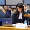 Amal Alamuddin-Clooney plaide pour défendre l'Arménie devant la Cour Européenne des droits de l'homme à à Strasbourg le 28 janvier 2015. 