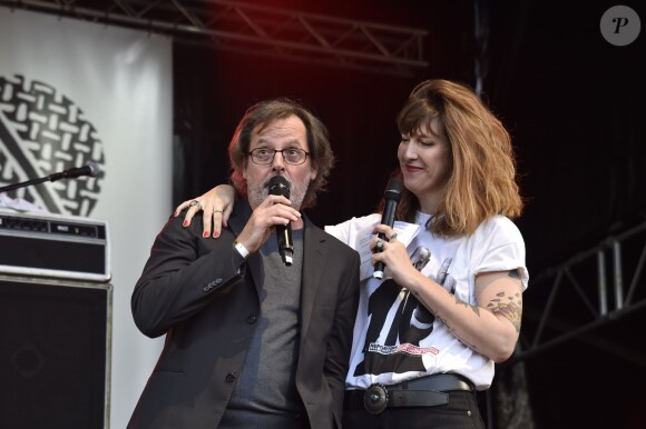 Christophe Alévêque et Daphné Bürki - Reporters Sans Frontières (RSF) organise pour ses 30 ans "Un concert pour la liberté" pour célébrer la Journée Mondiale de Liberté de la Presse sur la place de la République à Paris, le 3 mai 2015.