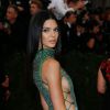 Kendall Jenner, radieuse dans une robe verte parée de cristaux Calvin Klein, assiste au Met Gala 2015, vernissage de l'exposition "China: through the looking glass" au Metropolitan Museum of Art. New York, le 4 mai 2015.