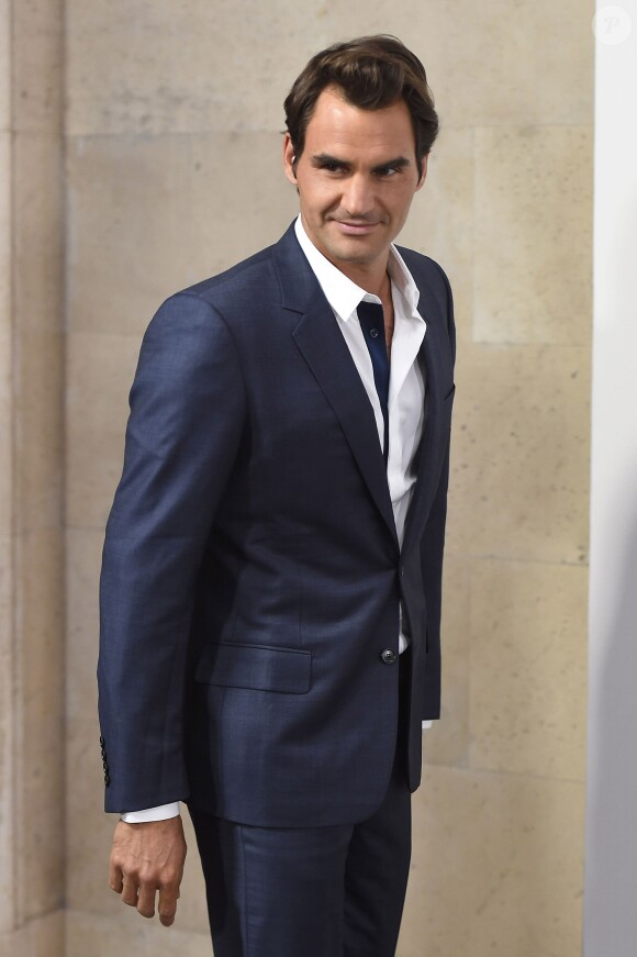 Roger Federer lors de la soirée "Moët Tiny Tennis" organisée par les champagnes Moët & Chandon à l'ambassade de France à Madrid le 5 mai 2015