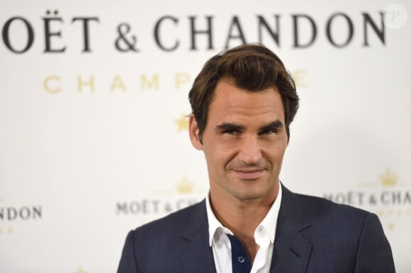 Roger Federer lors de la soirée "Moët Tiny Tennis" organisée par les champagnes Moët & Chandon à l'ambassade de France à Madrid le 5 mai 2015