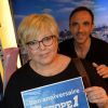 Exclusif - Laurence Boccolini et Nikos Aliagas - Les journalistes et chroniqueurs souhaitent un bon anniversaire à Europe 1 à l'occasion de la journée spéciale des 60 ans de la radio à Paris. Le 4 février 2015.