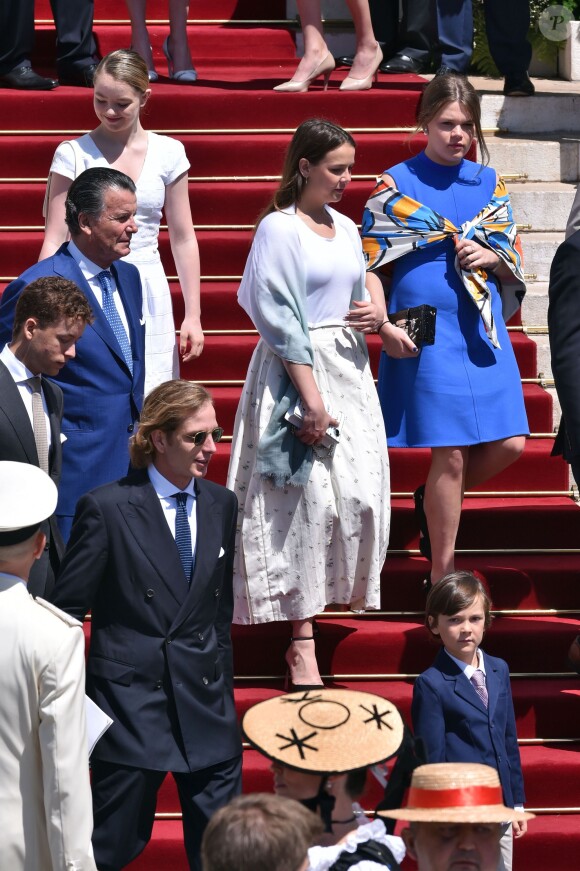 Alexandra de Hanovre, Pauline Ducruet, Camille Gottlieb - Baptême du prince héréditaire Jacques et de sa soeur la princesse Gabriella en la cathédrale Notre-Dame-Immaculée de Monaco le 10 mai 2015