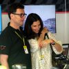 Gildo Pastor, propriétaire de l'écurie Venturi, avec sa femme Clémentine le 9 mai 2015 lors du premier E-Prix de Monaco, 7e étape du championnat de Formule E (véhicules électriques).