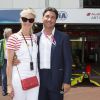 Tamara Beckwith et son mari Giorgio Veroni le 9 mai 2015 lors du premier E-Prix de Monaco, 7e étape du championnat de Formule E (véhicules électriques).
