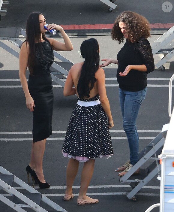 Rumer Willis et sa mère Demi Moore - Les danseurs de "Dancing With The Stars" dans les studios de Hollywood, le 11 mai 2015  