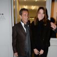Exclusif - Carla Bruni-Sarkozy et Nicolas Sarkozy - Vernissage de l'exposition photo de Vincent Pérez à Paris à la Galérie Cinéma rue Saint Claude. Paris, le 8 janvier 2015.