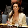 La talentueuse actrice Angelina Jolie intervient devant le Conseil de sécurité de l'ONU, en sa qualité d'envoyée spéciale du Haut commissariat de l'ONU, le vendredi 24 avril 2015