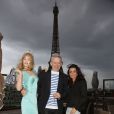 Arielle Dombasle, Jean-Paul Gaultier et Jenifer - Dîner des 20 ans du magazine Têtu au restaurant du Musée du Quai Branly "Les ombres" à Paris le 18 mai 2015.