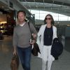 Les jeunes mariés Geri Halliwell et Christian Horner arrivent à l'aéroport de Heathrow en partance pour Cannes, le 16 mai 2015