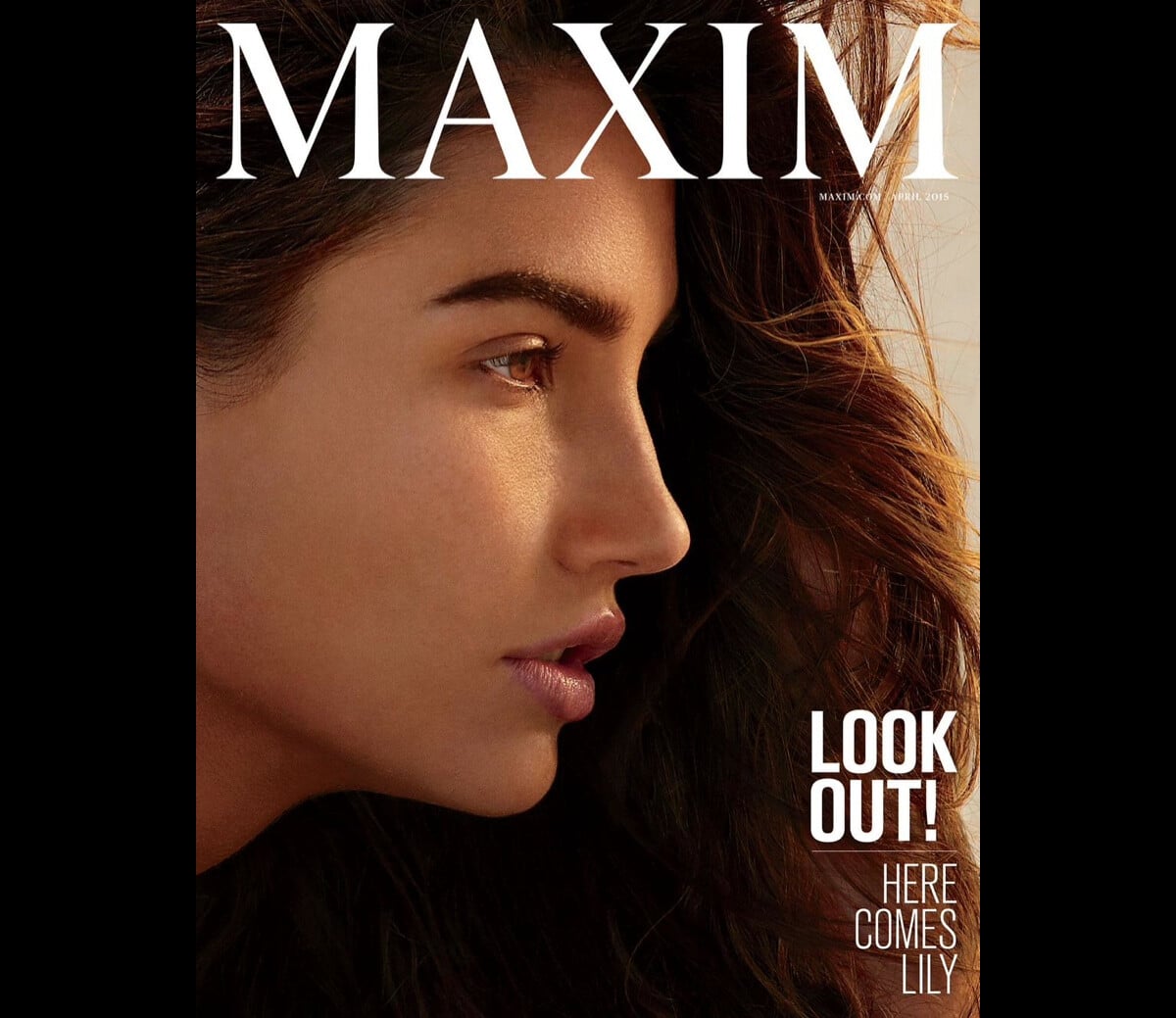 Photo : Lily Aldridge en couverture du magazine Maxim. Avril 2015