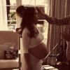 Jennifer Love Hewitt, enceinte, sur le shooting de la campagne Palmer's. Mai 2015