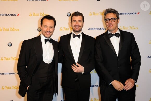 Pierfrancesco Diliberto (Pif), Alessandro Siani, Stefano Accorsi lors de la soirée "Le Petit Prince" sur le port de Cannes, le 22 mai 2015.