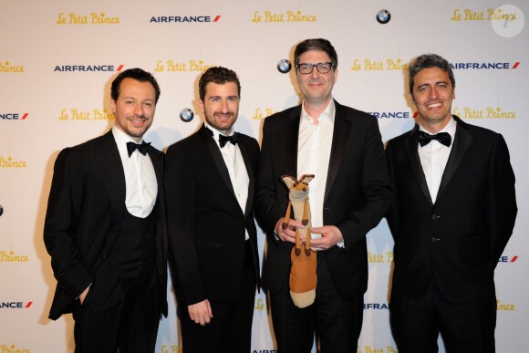 Pierfrancesco Diliberto (Pif), Alessandro Siani, Stefano Accorsi, et Mark Osborne lors de la soirée "Le Petit Prince" sur le port de Cannes, le 22 mai 2015.