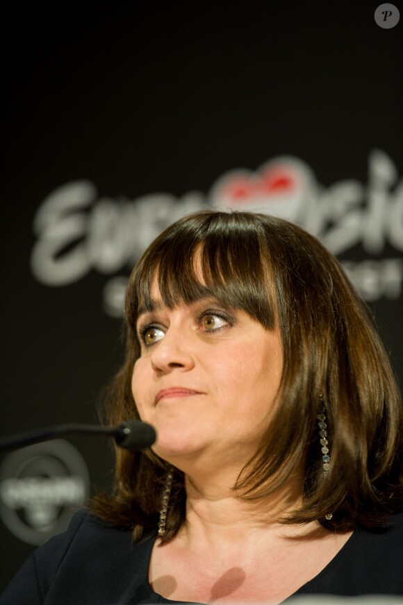Lisa Angell, en conférence de presse pour l'Eurovision à Vienne le 20 mai 2015.