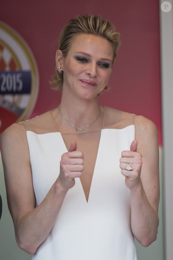 La princesse Charlene lors du 73e Grand Prix de Monaco le 24 mai 2015.