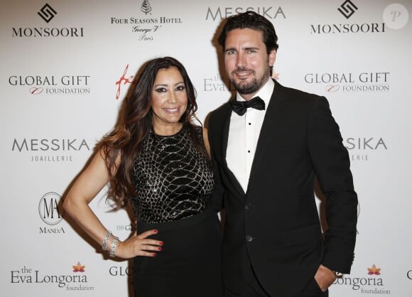 Maria Bravo et Nicolas Escanez - Photocall au dîner du Global Gift Gala, organisé au Four Seasons Hôtel George V à Paris, le 25 mai 2015.