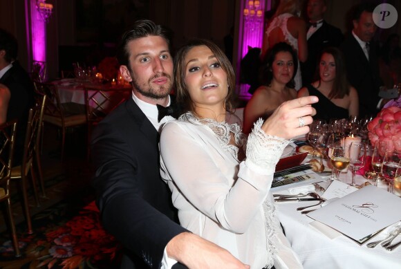 Exclusif - Laury Thilleman et son compagnon Nicolas Tesic - Dîner du Global Gift Gala, organisé au Four Seasons Hôtel George V à Paris, le 25 mai 2015.