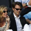 Michèle Laroque et François Baroin au second jour des Internationaux de Roland-Garros à Paris, le 25 mai 2015
