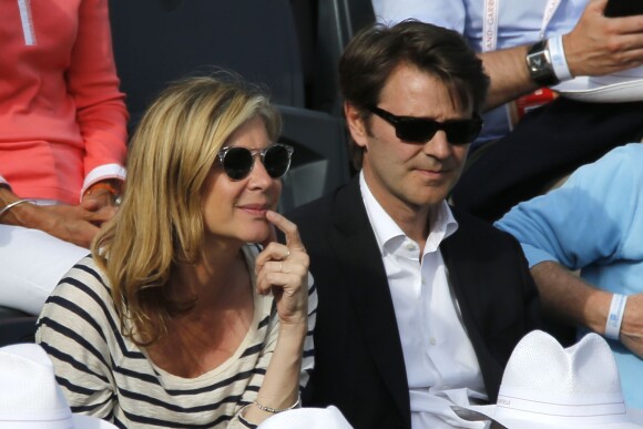 Michèle Laroque et François Baroin au second jour des Internationaux de Roland-Garros à Paris, le 25 mai 2015