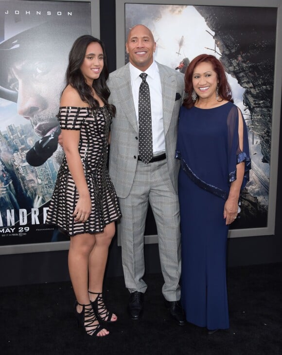 Dwayne Johnson with his daughter and mother attends The Warner Bros. Pictures World Premiere of San Andreas held at the TCL Chinese Theatre in Hollywood, Los Angeles, CA, USA, May 26, 2015. Photo by Hollywood Press Agency/ABACAPRESS.COM27/05/2015 - Los Angeles