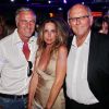David Ginola, sa femme Coraline et Jean Colmont (propriétaire du Club 55) Soirée au Byblos avec un concert de Nile Rodgers et son groupe Chic à Saint-Tropez, le 18 juillet 2014. 
