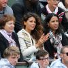 Les parents de Jo-Wilfried Tsonga et sa compagne Noura - People dans les tribunes des Internationaux de France de tennis de Roland Garros à Paris le 31 mai 2015.