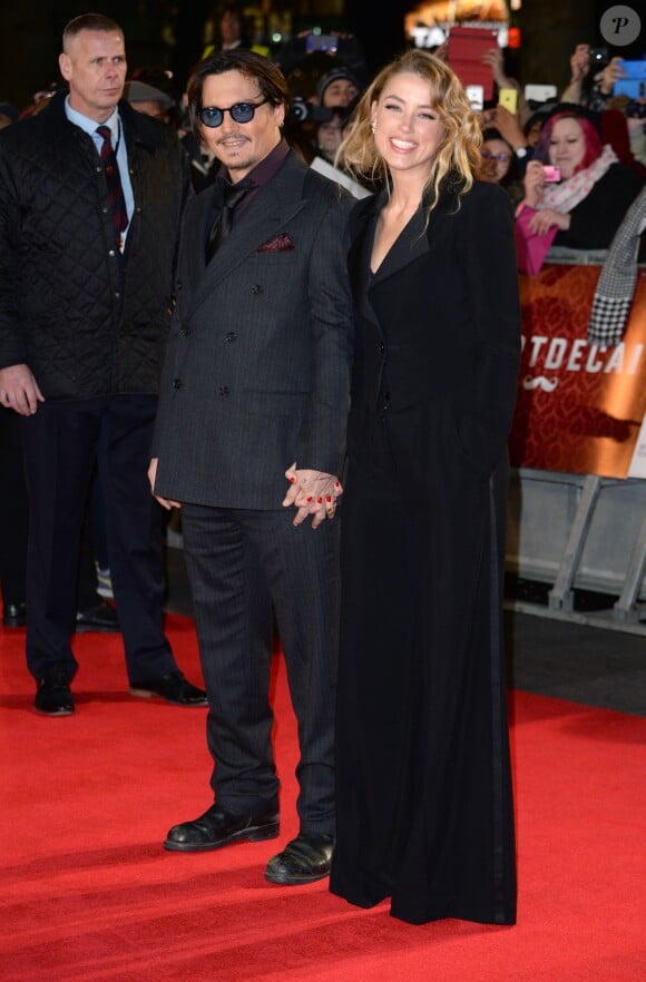 Johnny Depp et Amber Heard à Londres, le 19 janvier 2015.