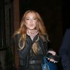 Lindsay Lohan sort de boîte de nuit avec un homme dont on ne connaît pas l'identité, au Mayfair, à Londres, le 5 mai 2015