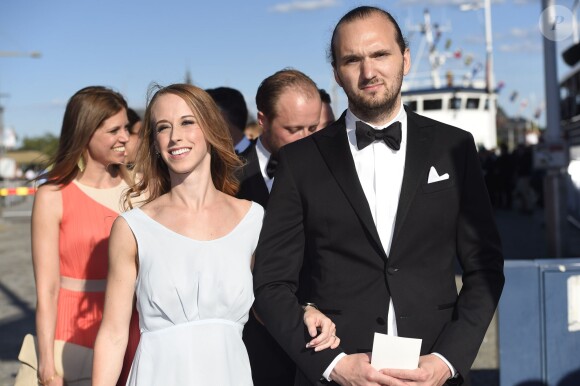 Sara Hellqvist (soeur de Sofia) et son compagnon Oskar Bergman - Arrivées au dîner à bord du S/S Stockholm la veille du mariage du prince Carl Philip de Suède et de Sofia Hellqvist à Stockholm le 12 juin 2015  People arriving before the dinner gala aboard S/S Stockholm for wedding of Swedish Prince Carl Philip and Sofia Hellqvist, in Stockholm, on Friday 12 June, 201512/06/2015 - Stockholm