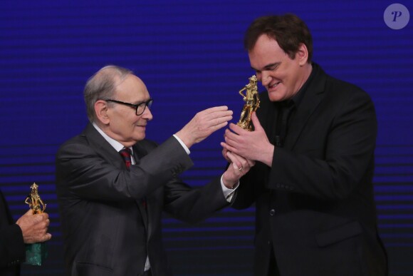 Quentin Tarantino récompensé par Tullio Solenghi aux David di Donatello Awards à Rome le 12 juin 2015