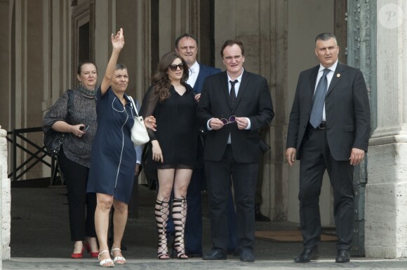 Quentin Tarantino et sa chérie Courtney Hoffman au palais du Quirinal à Rome le 12 juin 2015.