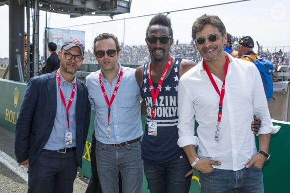 Maurice Barthelemy, Patrick Mille, Marco Prince et Pascal Elbé lors de la 83e édition des 24 Heures du Mans, le 13 juin 2015. 