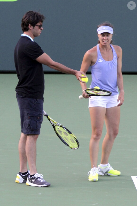 Exclusif - Martina Hingis avec David Tossa à Miami le 16 mars 2014