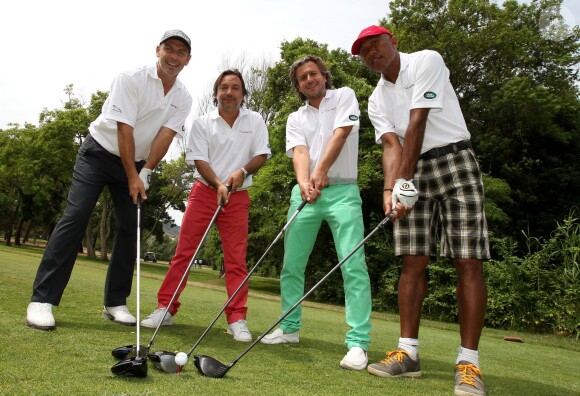 Alain Boghossian, Harold et Jordan Bakalian, Antoine Kombouaré lors de la Mapauto Golf Cup au Old Course de Mandelieu-la-Napoule, le 12 juin 2015