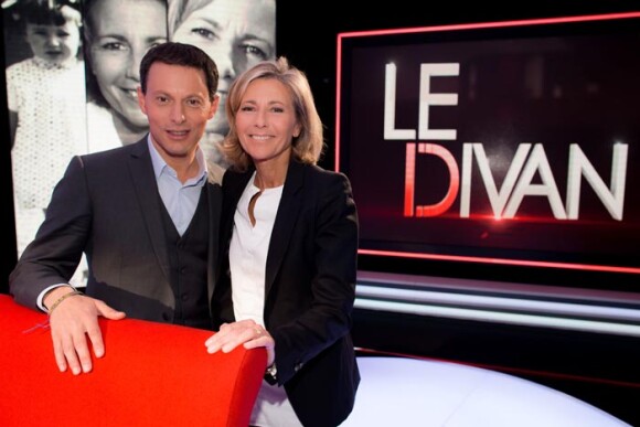 Exclusif : Claire Chazal et Marc-Olivier Fogiel enregistrent Le Divan, le 23 mai 2015 pour une diffusion le 23 juin 2015 sur France 3.