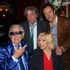 Exclusif - Michou, Hervé Vilard, Nicoletta et son mari Jean-Christophe Molinier - L'homme en bleu fête son 84e anniversaire dans son cabaret Chez Michou à Paris le 18 juin 2015.
