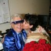 Exclusif - Michou et sa nièce Catherine - L'homme en bleu fête son 84e anniversaire dans son cabaret Chez Michou à Paris le 18 juin 2015.