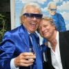 Exclusif - Michou et Alain Turban - L'homme en bleu fête son 84e anniversaire dans son cabaret Chez Michou à Paris le 18 juin 2015.