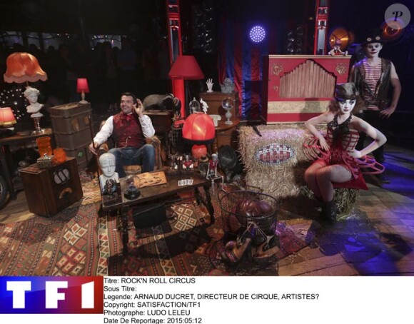 Arnaud Ducret sur le tournage de Rock'n'roll Circus sur TF1, le 12 Mai 2015.