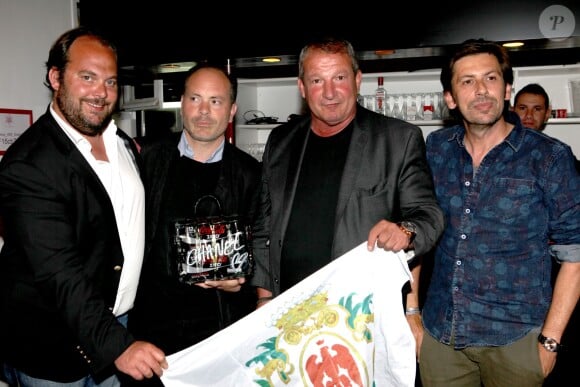 Exclusif - Gabriel Belait (PDG de Pearl), Régis Ceccarelli et Roland Courbis, lors de la soirée des Niçois à l'Espace Montmartre à Paris, le 9 juin 2015.