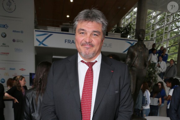 David Douillet lors de la cérémonie de coup d'envoi de la candidature de la France pour accueillir les Jeux olympiques de 2024 à la Maison du Sport Français à Paris le 23 juin 2015