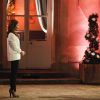 Exclusif - Elsa Fayer accueille le binôme Rosa et Alexandre dans la cour de la maison La Minotte, sur le tournage de l'émission Qui veut épouser mon fils ? saison 4, en février 2015.