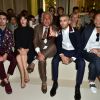 Joe Jonas, Jeanne Damas, Giancarlo Giammetti, Zayn Malik et Hidetoshi Nakata lors du défilé Valentino (collection homme printemps-été 2016) à l'hôtel Salomon de Rothschild. Paris, le 24 juin 2015.