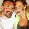 Aurélie Van Daelen et son amoureux. Rivaux pour le foot mais fou d'amour dans le vie. Juin 2015.