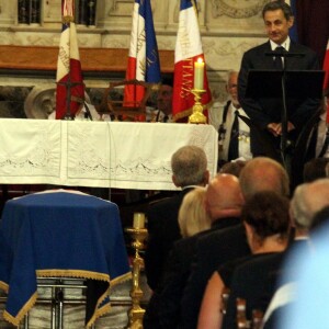 Nicolas Sarkozy lors des obsèques de Charles Pasqua en la cathédrale Notre-Dame du Puy à Grasse, le 7 juillet 2015